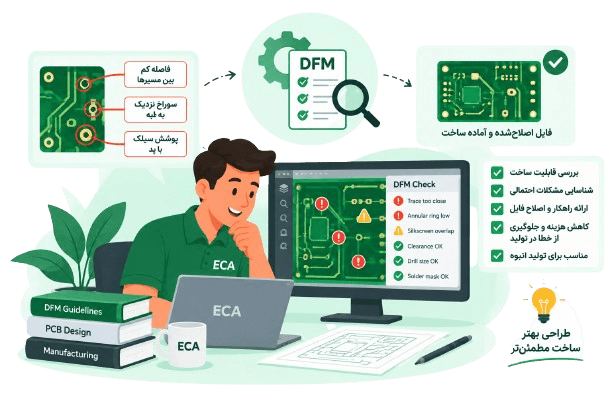 بررسی تخصصی DFM و اصلاح فایل PCB